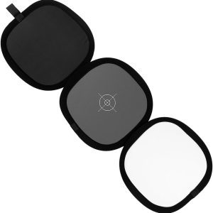 Hand Hold Collapsible Disc, Tri-Fold Reflector + Gray Card/White Balance Digital Target Combo