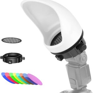Photography Lighting Flash Diffuser Set,  Professional Flash Kit Flash Diffuser Modifier Bundle Diffusion Dome for All Square and Round Head Lights for Superior Light Control (D15)