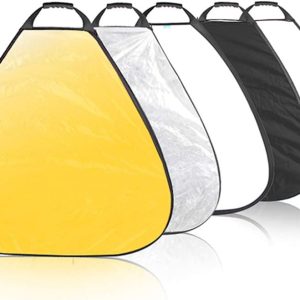 5-in-1 Triangle Reflector (32 Inch) with Handle for Photography Photo Studio Outdoor Lighting