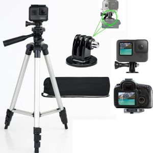 50" Aluminum Camera Tripod with Built-in Bubble Level – Compatible with  Cameras, Includes Tripod Mount &  Microfiber Cloth