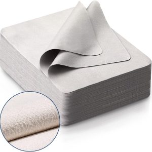 100 PCS Glasses Clean Cloth Suede, Lens Clean Cloth for Lenses, Glasses, Screens, Cameras, iPad, iPhone, Eyeglasses (6"x7", 100PCS/Grey)