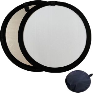 2 in 1 Lighting Reflectors Portable Collapsible Round Light Reflector Water-Resistant Photography Outdoor Lighting Portrait Fill Light (Silver, 60cm)