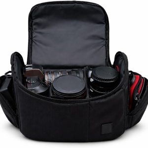 Large Padded Camera Bag with Shoulder Strap – DSLR & Mirrorless Camera Carrying Bag, Lightweight Protective Crossbody Camera Bag