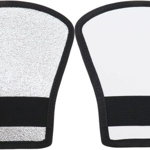 2PCS Flash Diffuser Two-Sides Silver White Reflector with Elastic Band Bend Bounce Flash Reflector for Any Camera Flashes Head with Normal Size