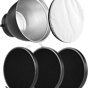 7" Standard Reflector Diffuser Lamp Shade Dish with 20° /40°/ 60° Honeycomb Grid White Soft Cloth for Bowens Mount Studio Strobe Flash Light Speedlite