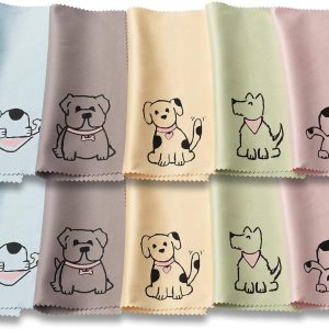 Microfiber Cleaning Cloth - Microfiber Cloth Fabric Wipe for Cleaner Lens, Eyeglasses, Phone Screen - Cute Dog Design 10-Pack, 6x6
